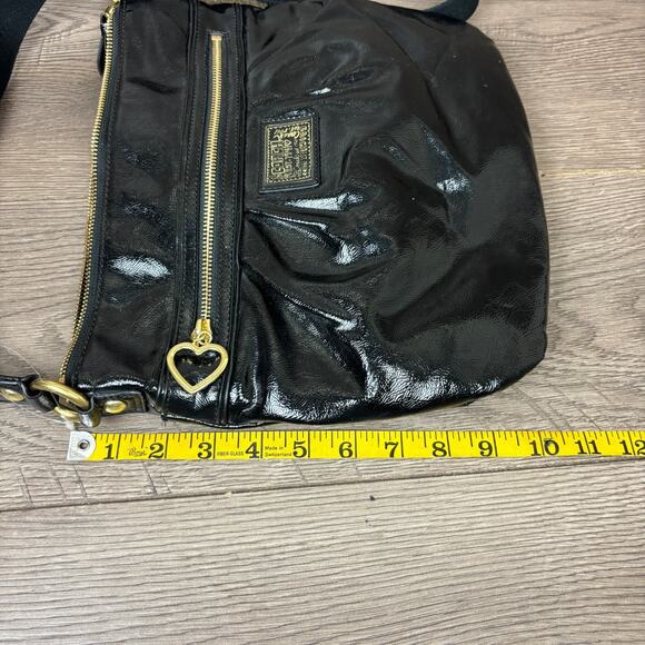 Coach Poppy Crossbody M1280-F22147 Black Patent Leather Shoulder Bag Purse - Picture 14 of 16